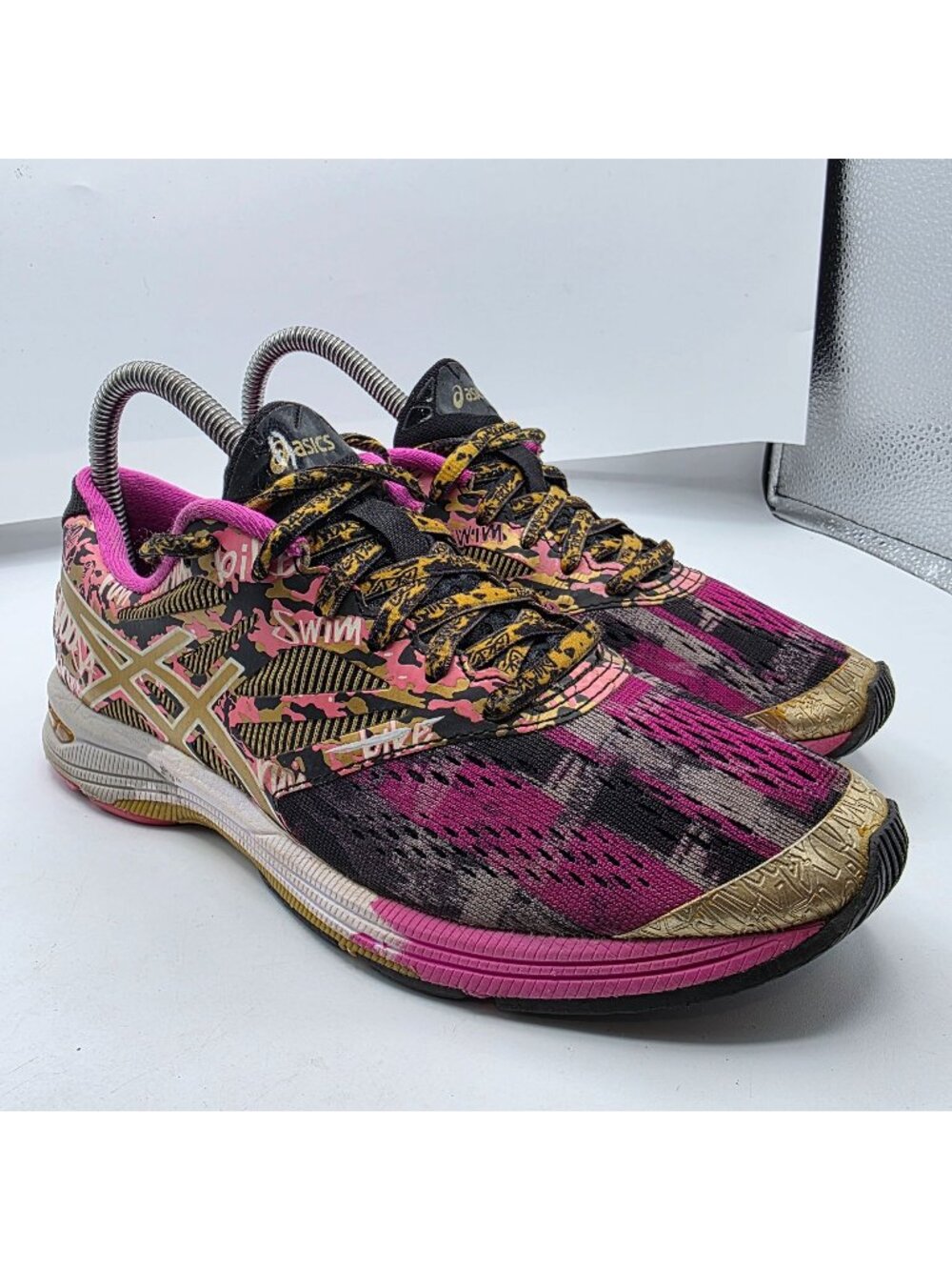 Asics Gel Noosa Tri 10 Womens Size 7 Black Neon Pink Triathlon Running Shoes